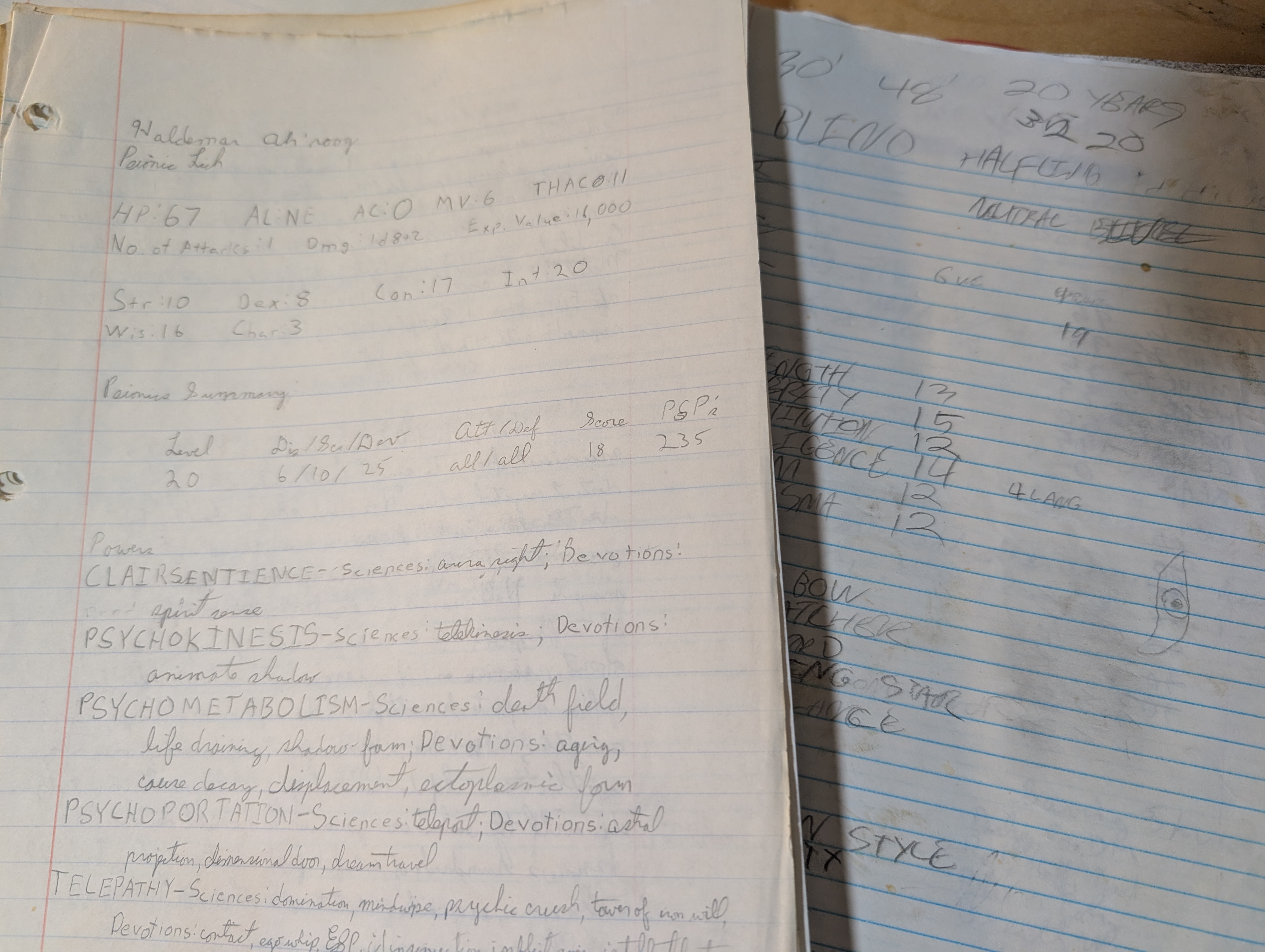 Photo of old handwritten notes